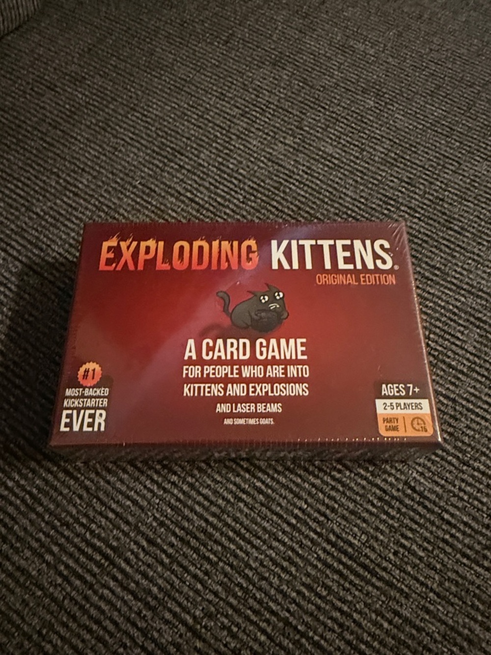 Exploding Kittens Card Game — Red Game Box (Back)